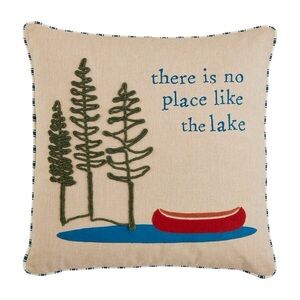 There Is No Place Like the Lake Appliqué Pillow by Mud Pie